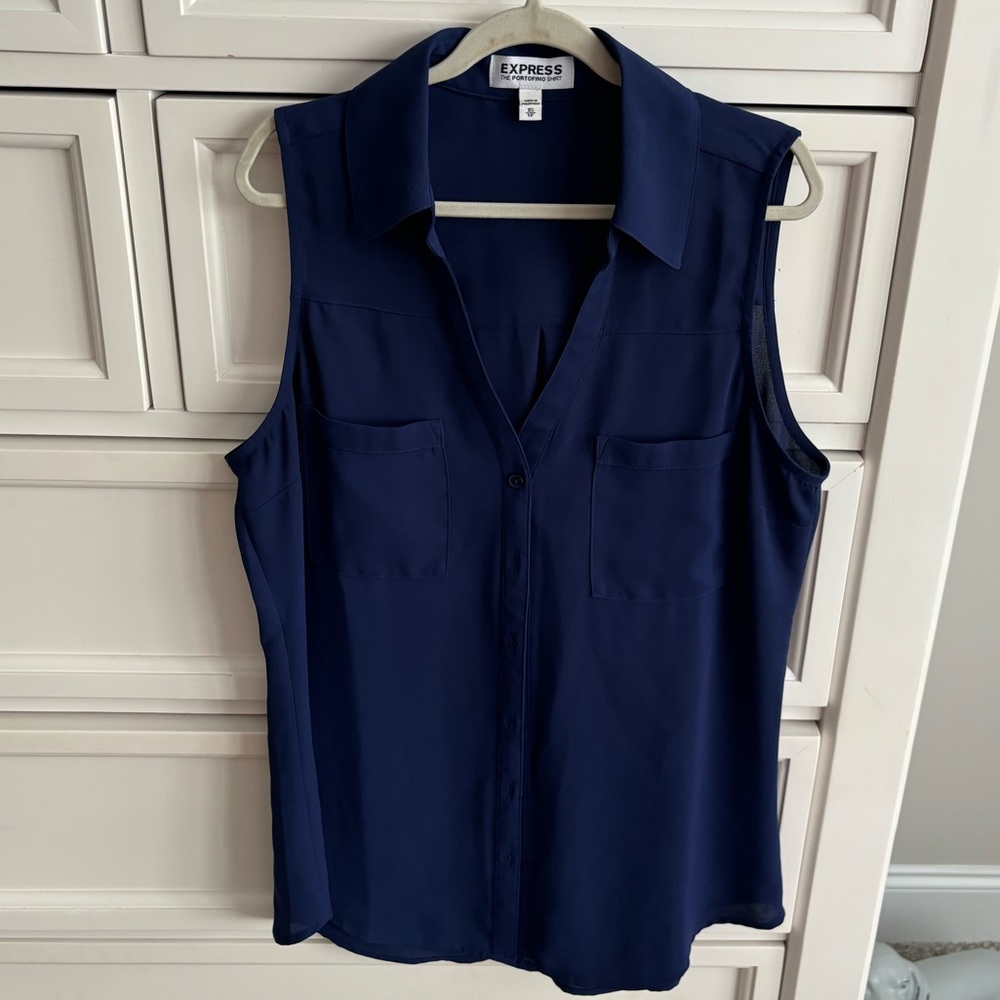 Express brand sleeveless blouse, dark blue/navy color, size:XS, very gently worn